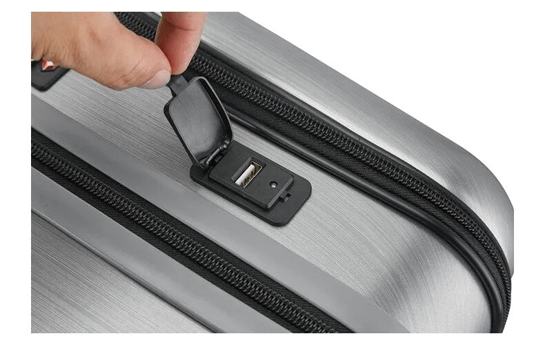 Rolling Travel Suitcase With USB Charger