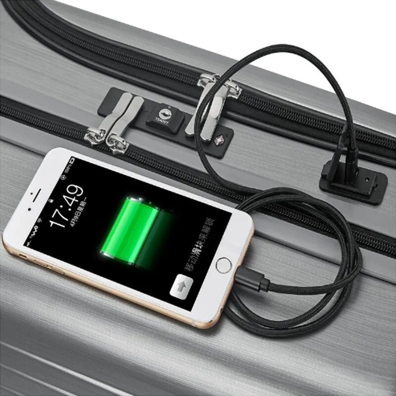 Rolling Travel Suitcase With USB Charger