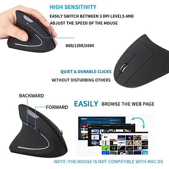 Ergonomic Vertical Wireless Mouse