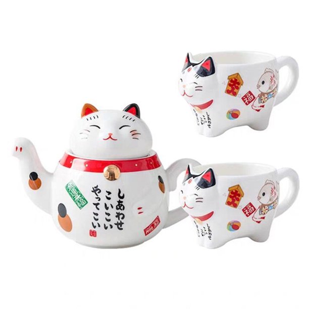 Ceramic Lucky Cat  Teapot set