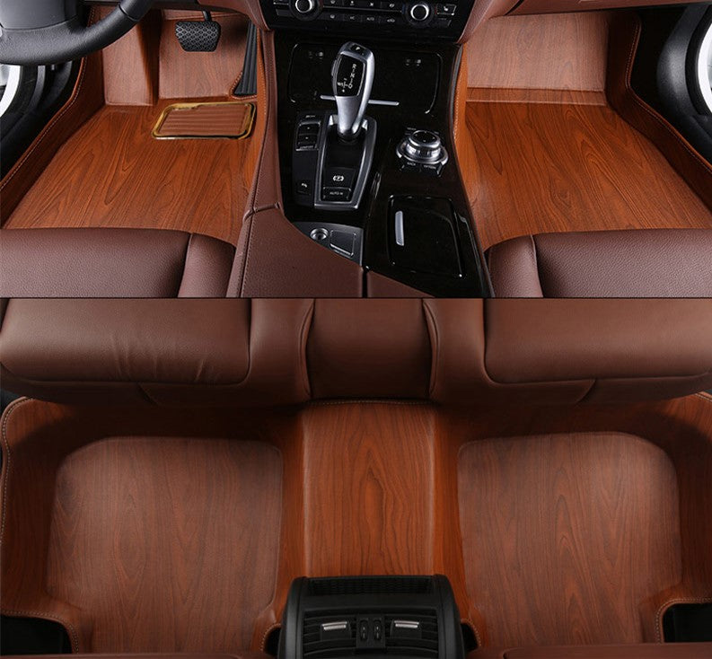 Full Covered Wood Grain Waterproof Car Mat