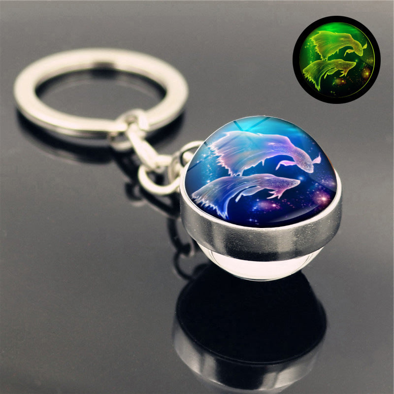 Luminous Glass Zodiac Key Chain