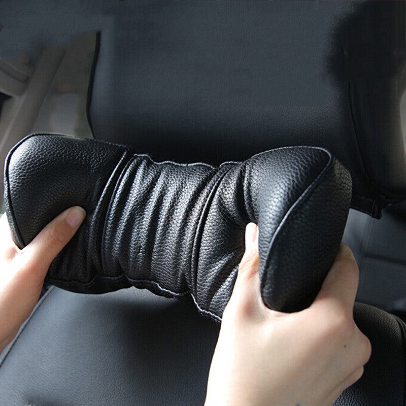 Adjustable Leather Car Neck Pillow
