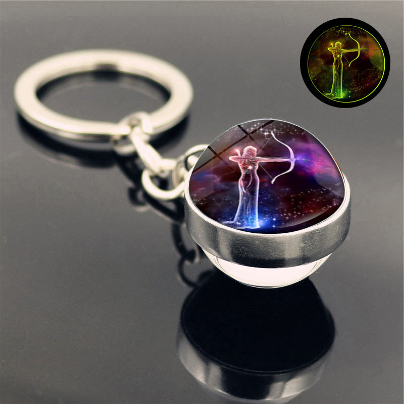 Luminous Glass Zodiac Key Chain