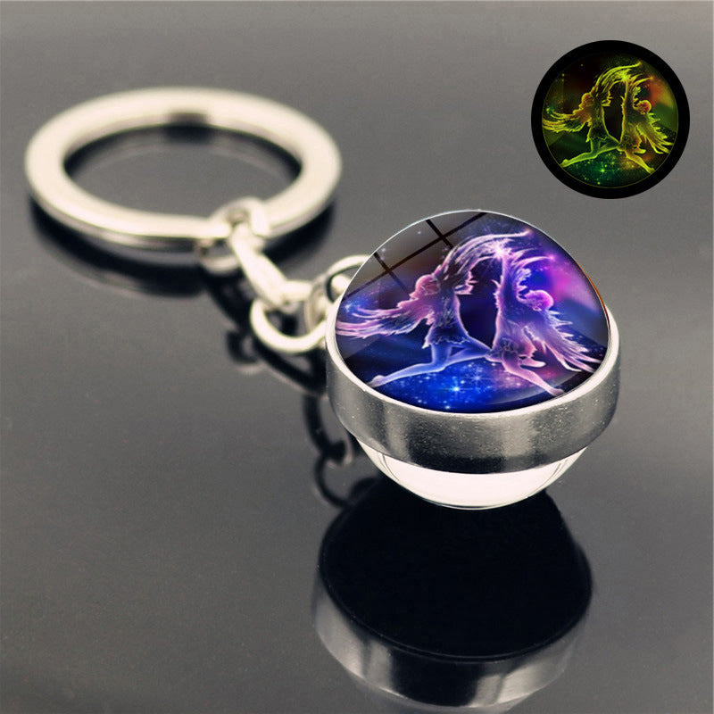 Luminous Glass Zodiac Key Chain