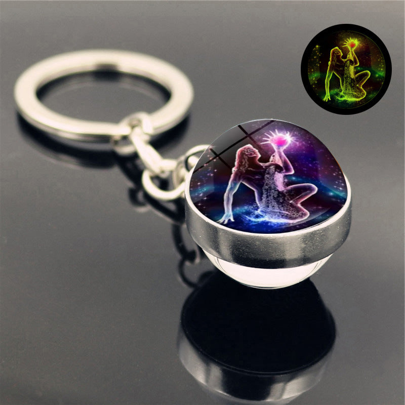 Luminous Glass Zodiac Key Chain