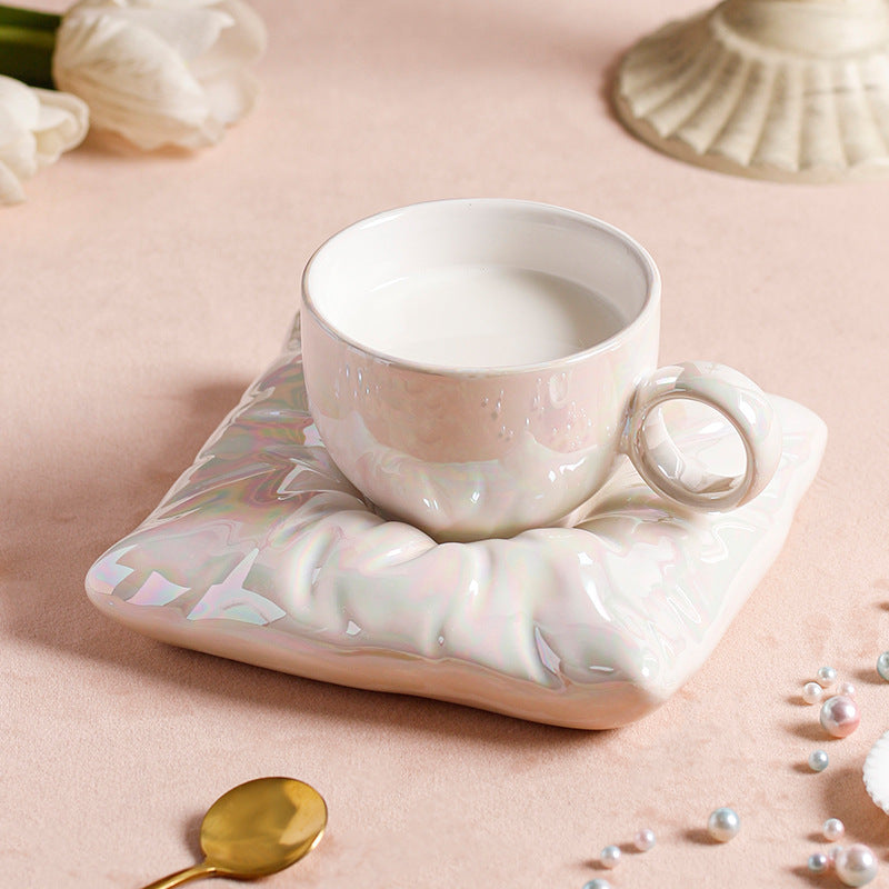 Nordic Style Ceramic Cup With Pillow Coaster