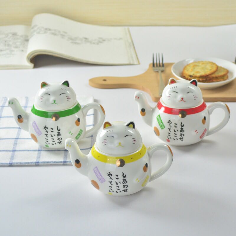 Ceramic Lucky Cat  Teapot set