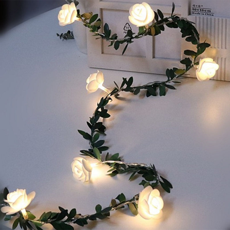 Rose Green Leaf Decoration LED Fairy Lights