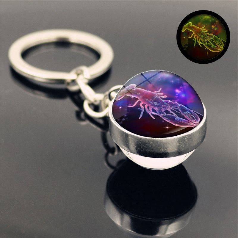 Luminous Glass Zodiac Key Chain