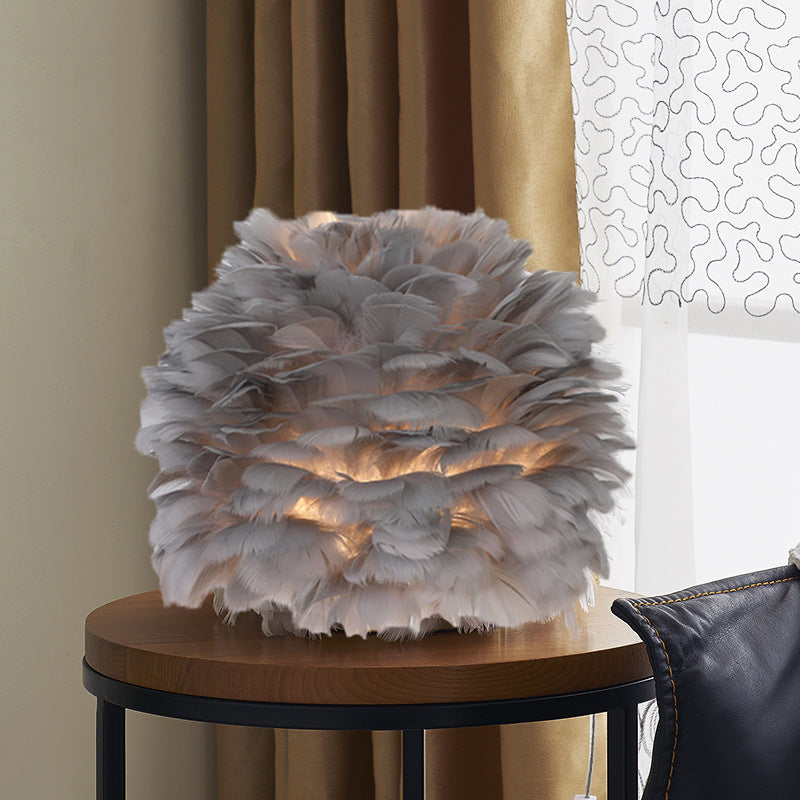 Feather Table Lamp Bedroom Bedside Light Luxury