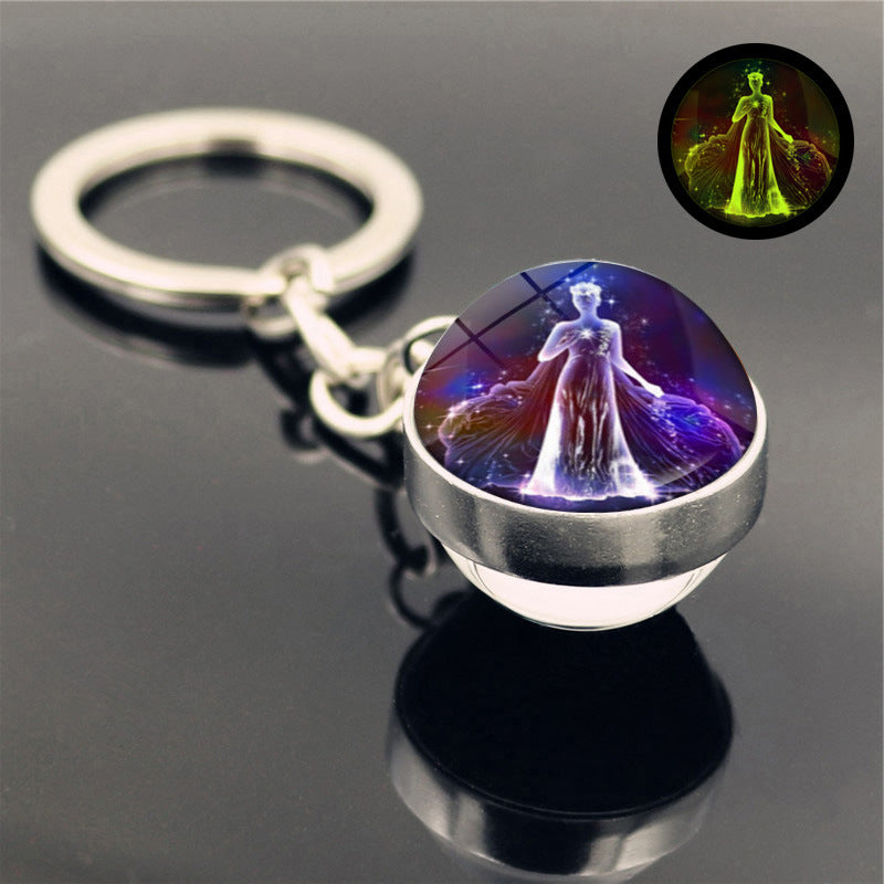 Luminous Glass Zodiac Key Chain