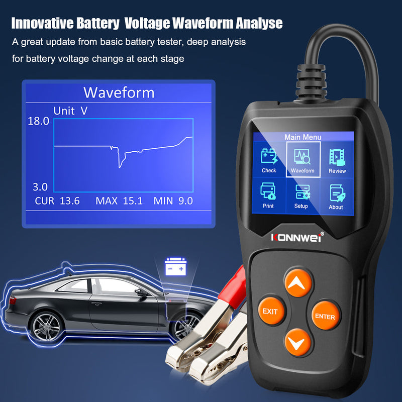 LCD Display Battery Cranking Charging Tester