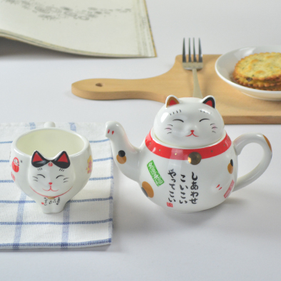 Ceramic Lucky Cat  Teapot set