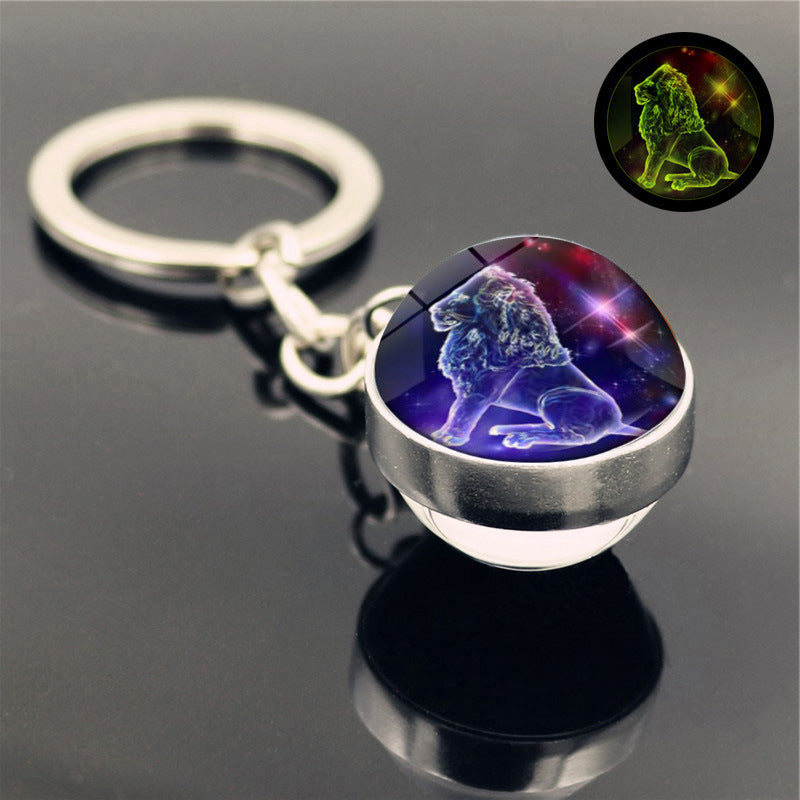 Luminous Glass Zodiac Key Chain