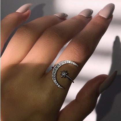 Moon and Star Shaped Ring