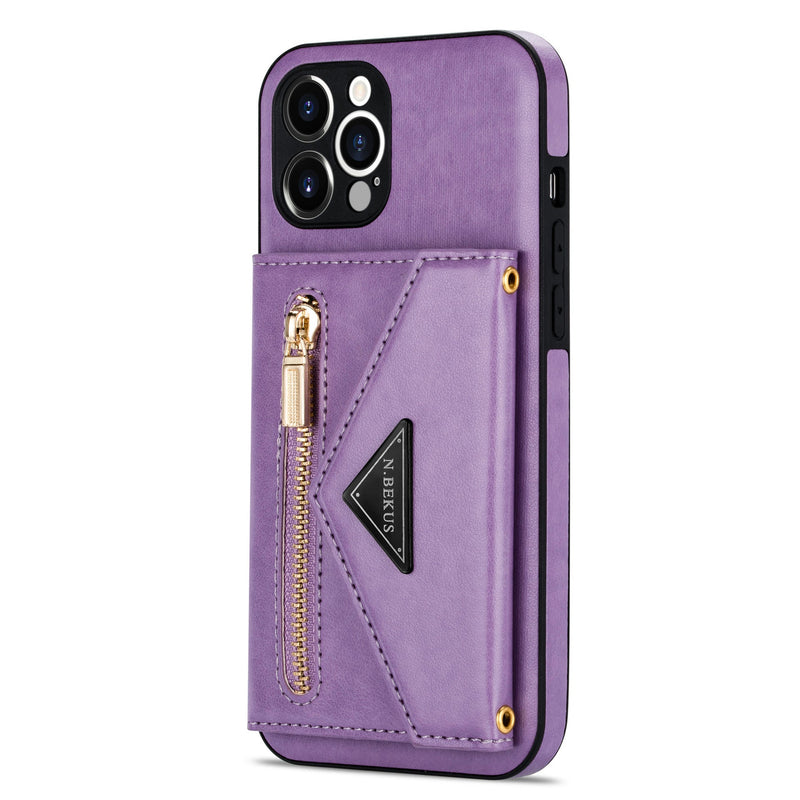 Crossbody Leather Zipper Wallet for IPhone