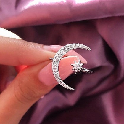 Moon and Star Shaped Ring