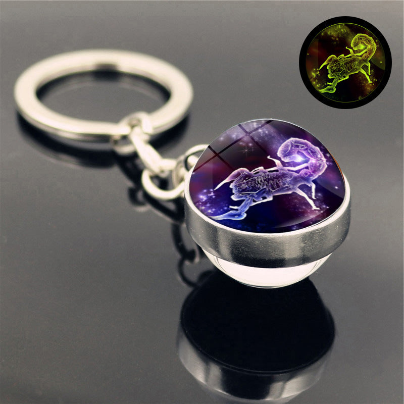 Luminous Glass Zodiac Key Chain