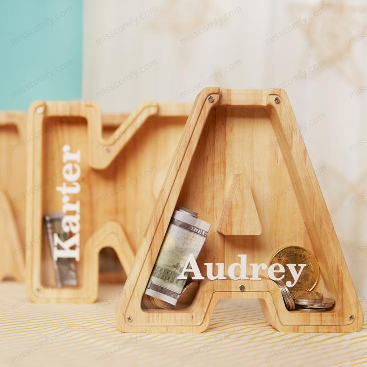 Alphabet Wooden Piggy Bank - 50% Off Only Today