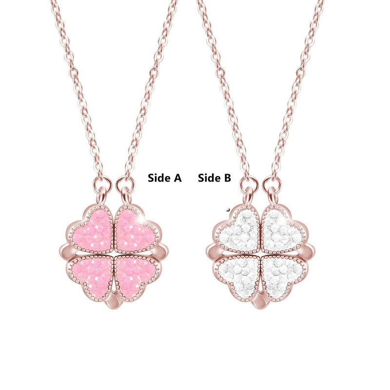 Four Leaf Clover Hearts Necklace