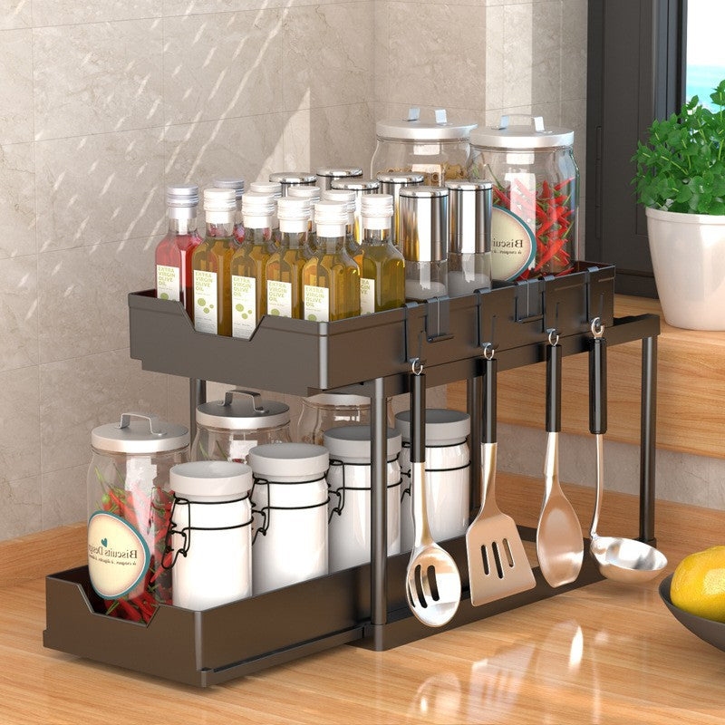Double Layer Pull Out Seasoning Rack