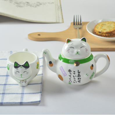 Ceramic Lucky Cat  Teapot set