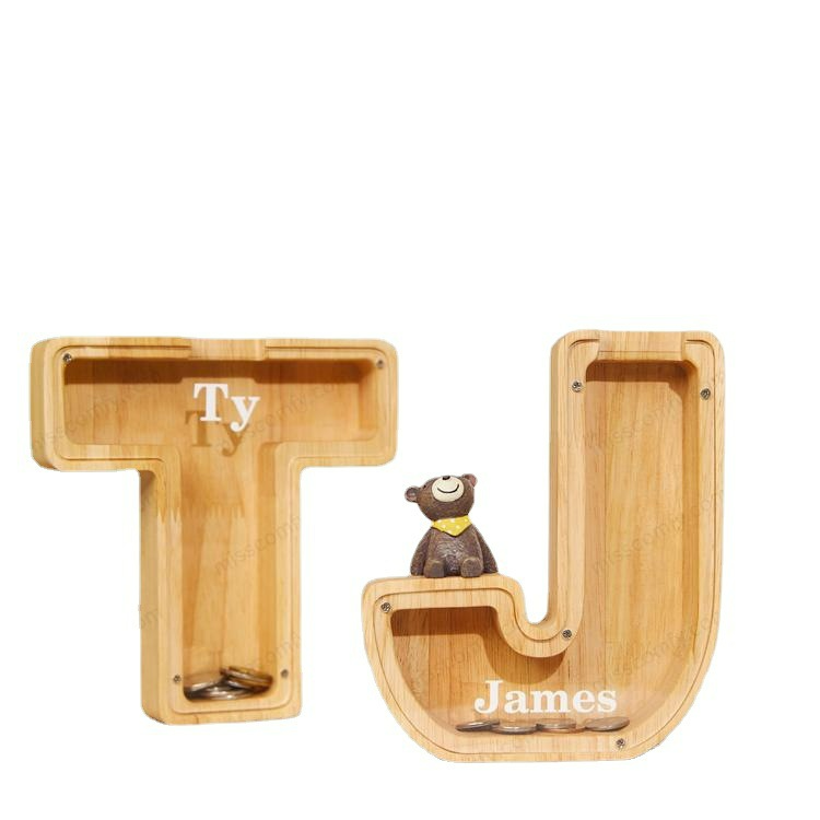 Alphabet Wooden Piggy Bank - 50% Off Only Today