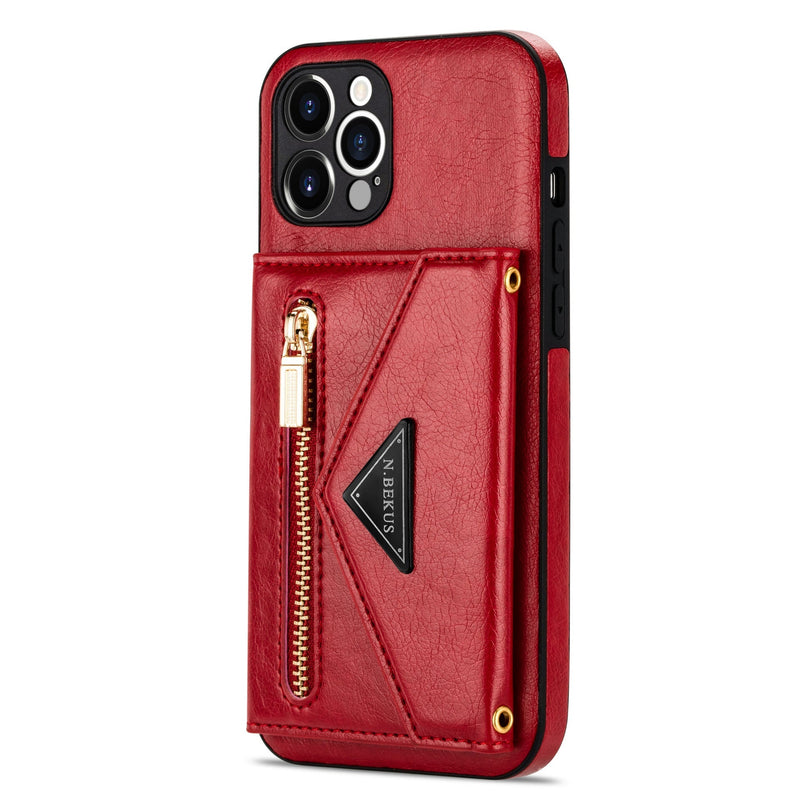 Crossbody Leather Zipper Wallet for IPhone