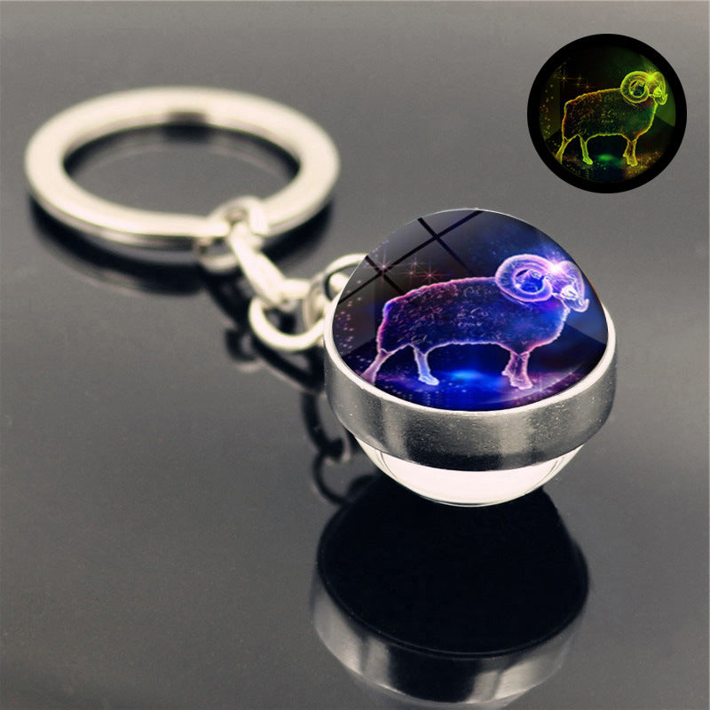 Luminous Glass Zodiac Key Chain