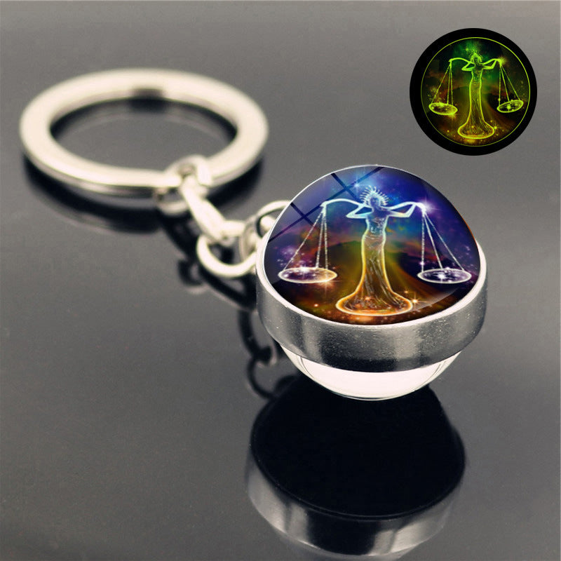 Luminous Glass Zodiac Key Chain