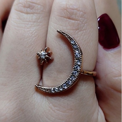 Moon and Star Shaped Ring