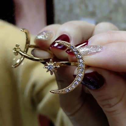 Moon and Star Shaped Ring