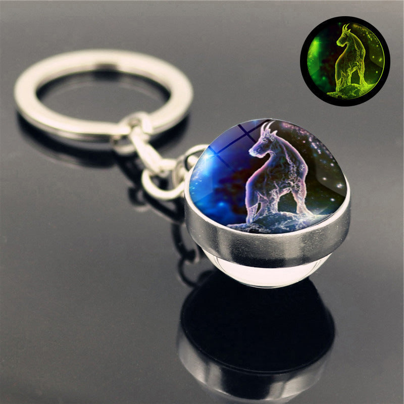 Luminous Glass Zodiac Key Chain