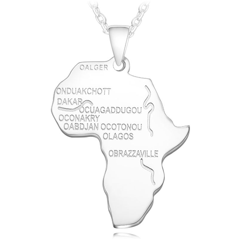 Vintage Africa Map Necklace