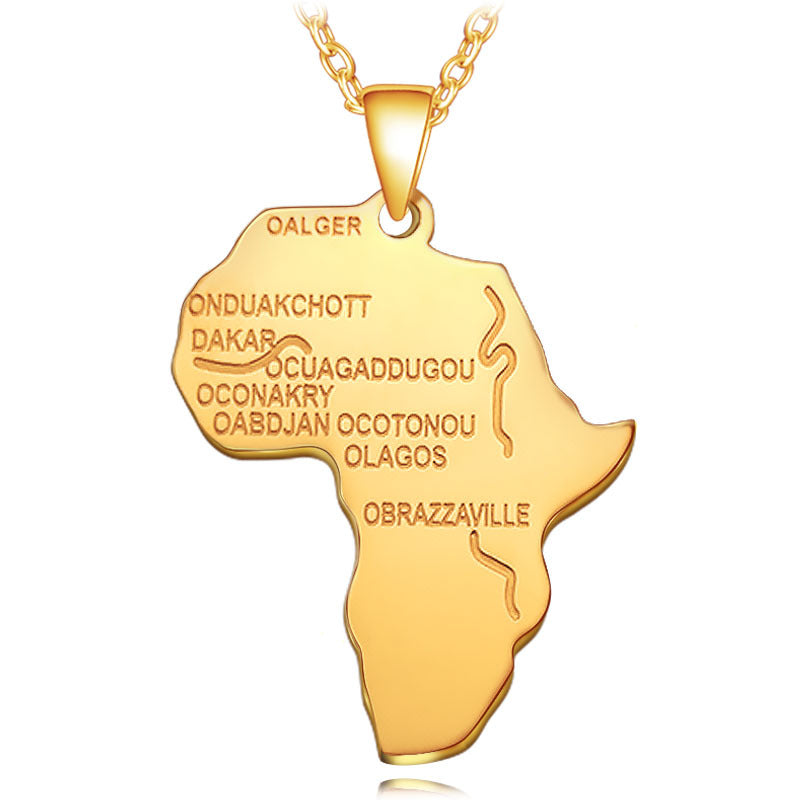 Vintage Africa Map Necklace