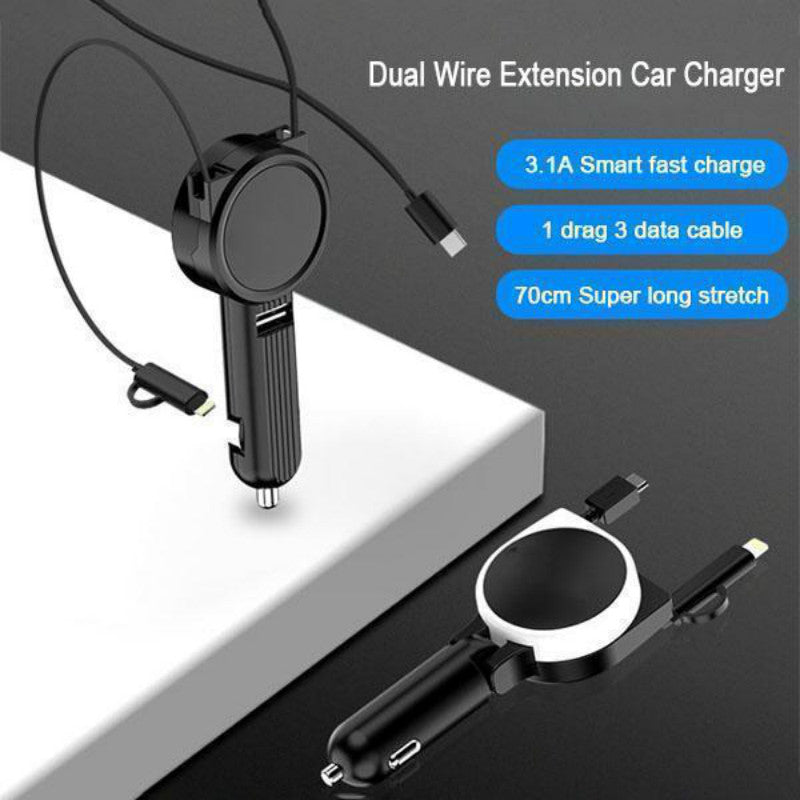3 in 1 Car Charger Data Cable Lighter