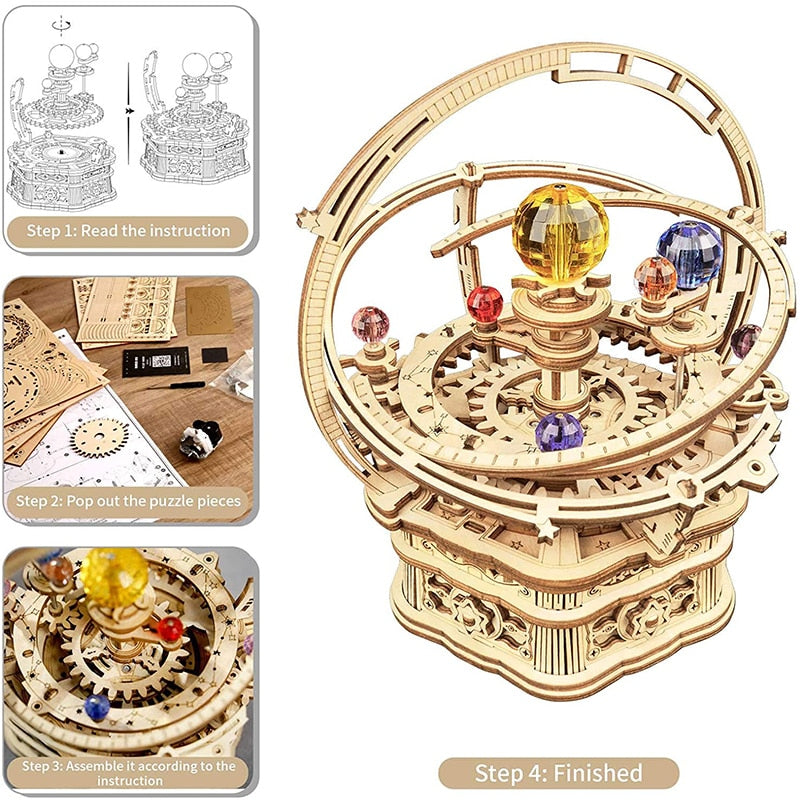 DIY 3D Wooden Puzzle Music Box Toy Gift