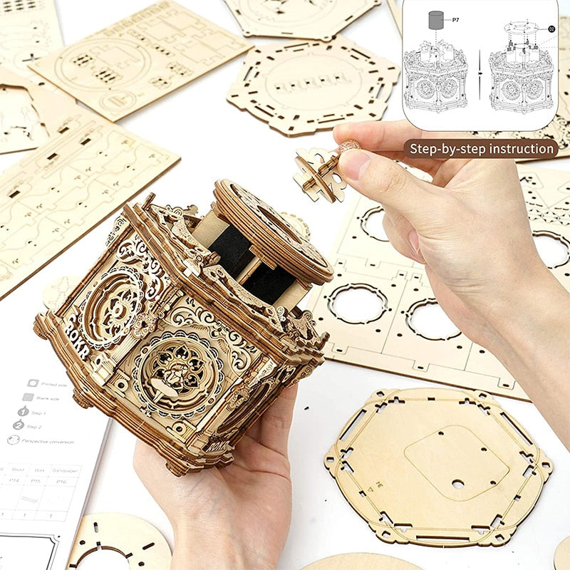 DIY 3D Wooden Puzzle Music Box Toy Gift