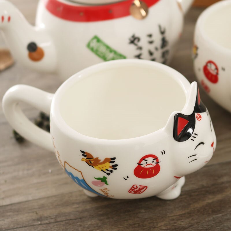 Ceramic Lucky Cat  Teapot set