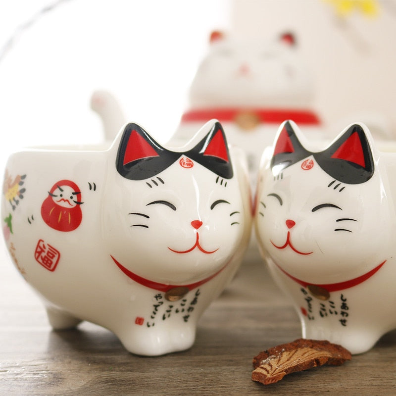 Ceramic Lucky Cat  Teapot set