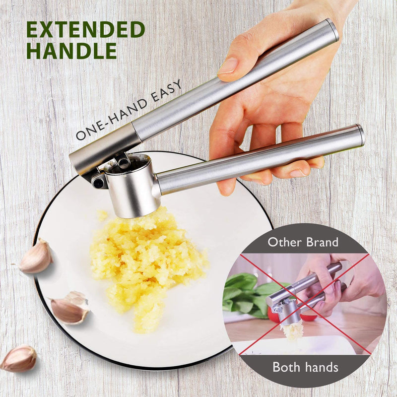 Stainless Steel Extended Garlic Press