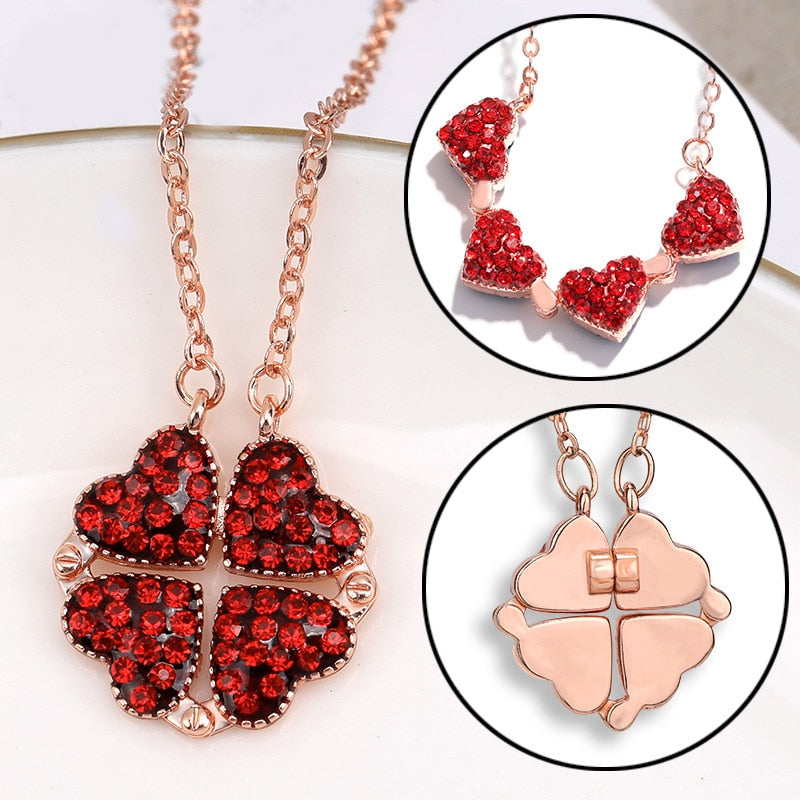 Four Leaf Clover Hearts Necklace