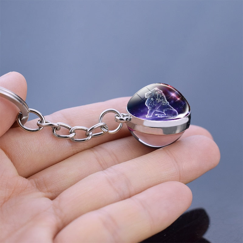 Luminous Glass Zodiac Key Chain