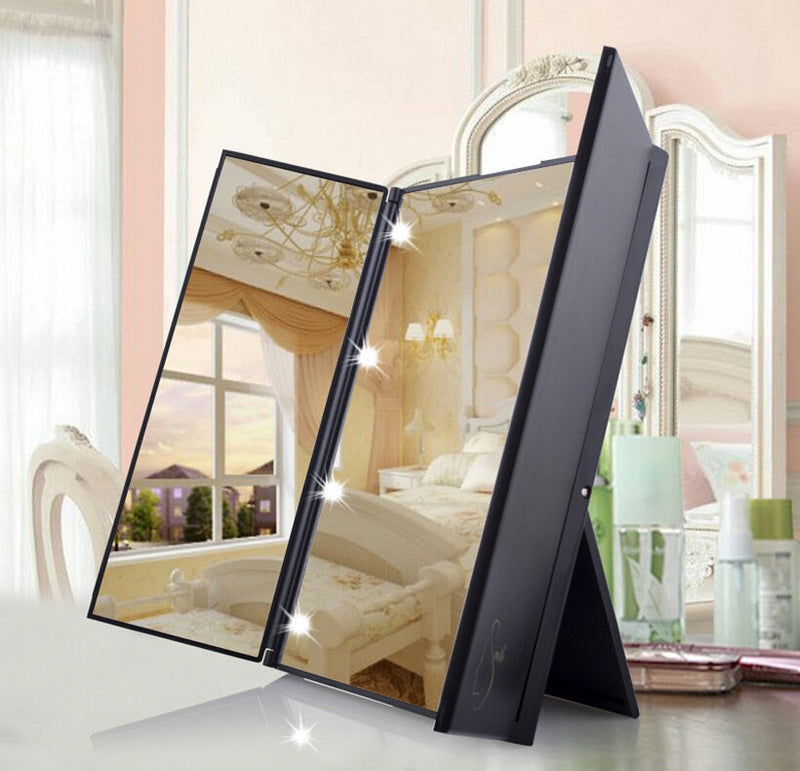 Desktop Portable LED Tri Fold Mirror