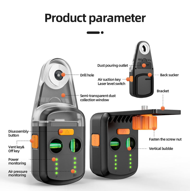 Electric Drilling Dust Collector with Laser Level