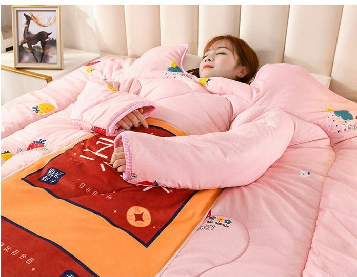 Thickened Sleeping Quilt  With Sleeves