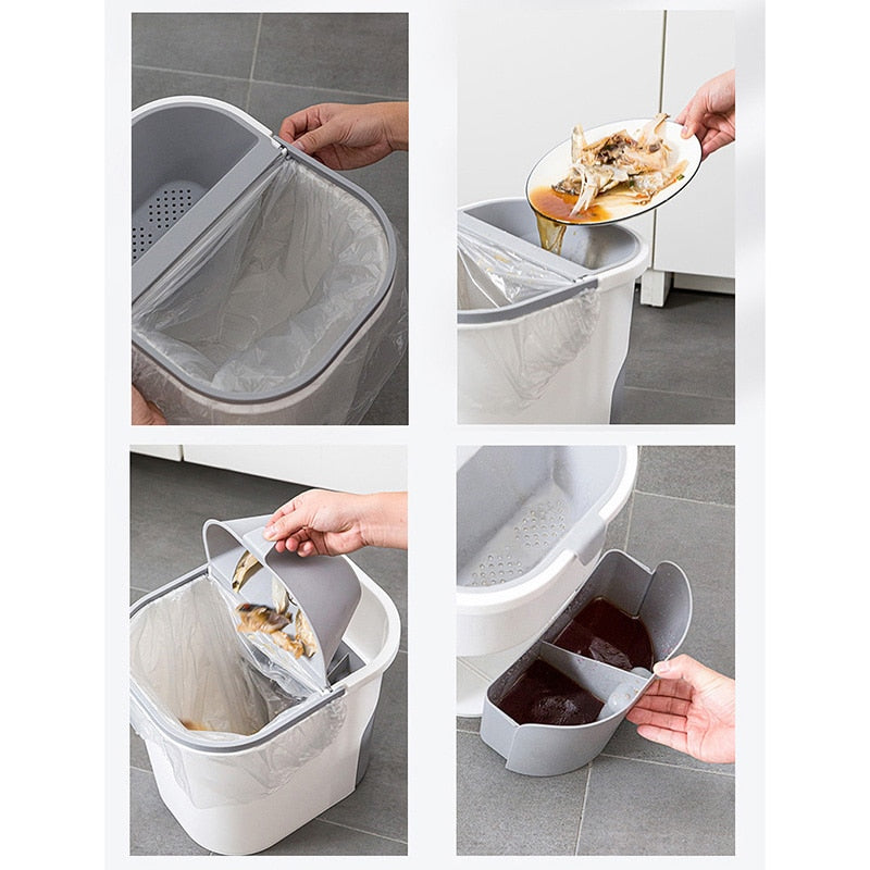 Dry And Wet Separation Drain Trash Bin