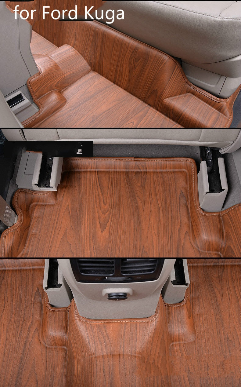 Full Covered Wood Grain Waterproof Car Mat