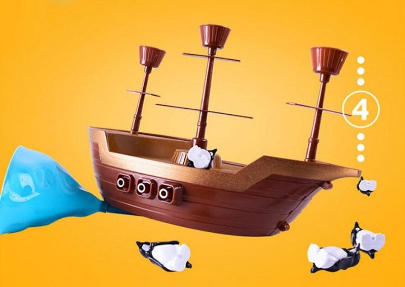 Penguin Pirate Ship Balance Game Toy